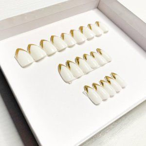 Handmade Luxury Press Ons Gold Foil French Tips